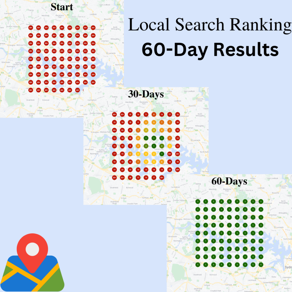 Local SEO heatmap showing local visibility for electricians